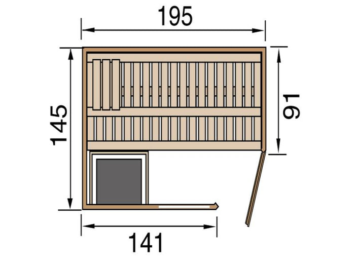 Weka Design-Sauna CUBILIS Gr. 1 Sparset 7,5 kW BioS inkl. digitaler Steuerung, Glastür, Fenster und 