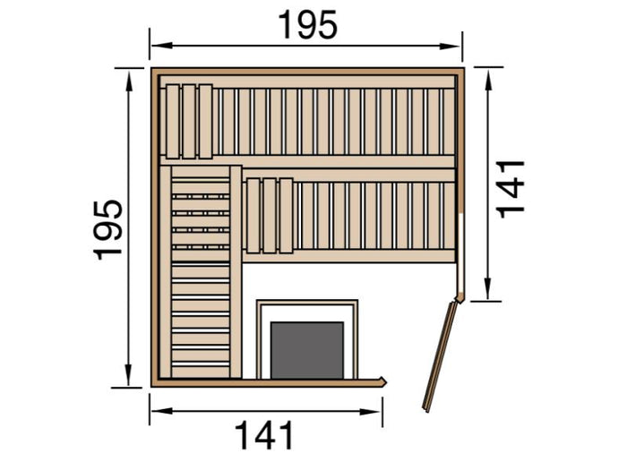 Weka Design-Sauna CUBILIS Gr. 2 Sparset 7,5 kW OS inkl. digitaler Steuerung, Glastür, Fenster und Mo