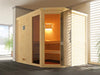 Weka Design-Sauna CUBILIS Gr. 3 Sparset mit 9 kW Ofen Kompakt integr. Steuerung, inkl. Leuchtenset, 