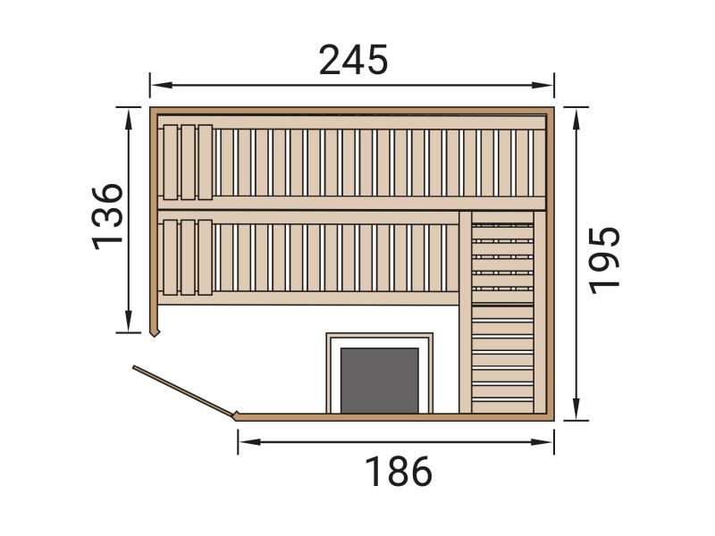 Weka Design-Sauna Kemi Eck 2 GT, inkl. 9 kW Ofen digitale Steuerung (OS)