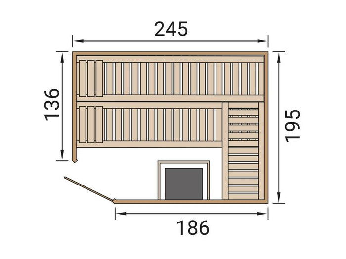 Weka Design-Sauna Kemi Eck 2 GT, inkl. 9 kW Ofen digitale Steuerung (OS)