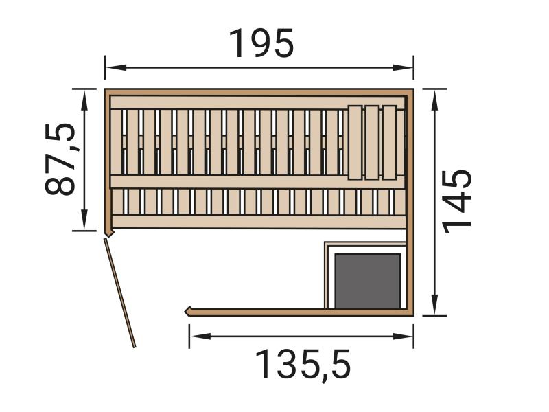 Weka Design-Sauna KEMI Eck GT, inkl. 4,5 kW Ofen digitale Steuerung (OS)