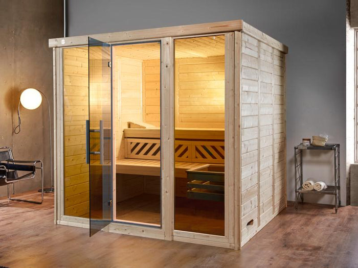 Weka Design-Sauna KEMI PANORAMA 3 inkl. 7,5 kW BioS-Ofenset