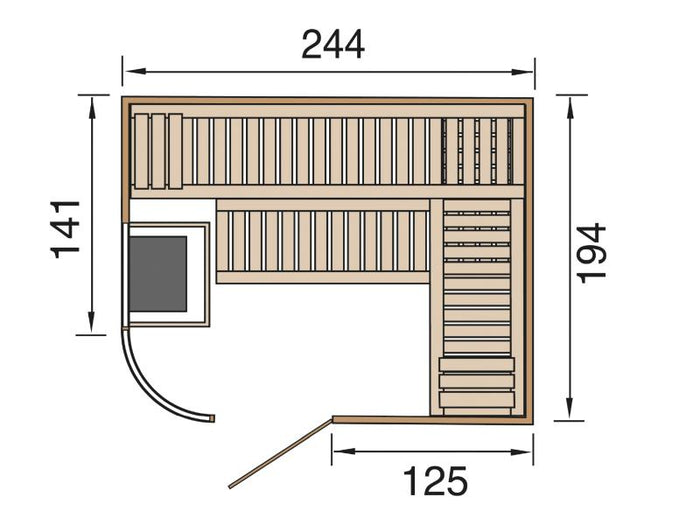 weka Design-Sauna SARA 2 inkl. 9,0 kW OS-Ofenset