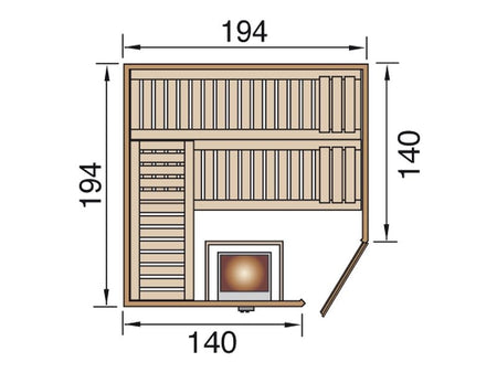 Weka Elementsauna 508 GT Gr. 4 inkl. 7,5 kW Sauna-Ofen mit externer Steuerung (OS)