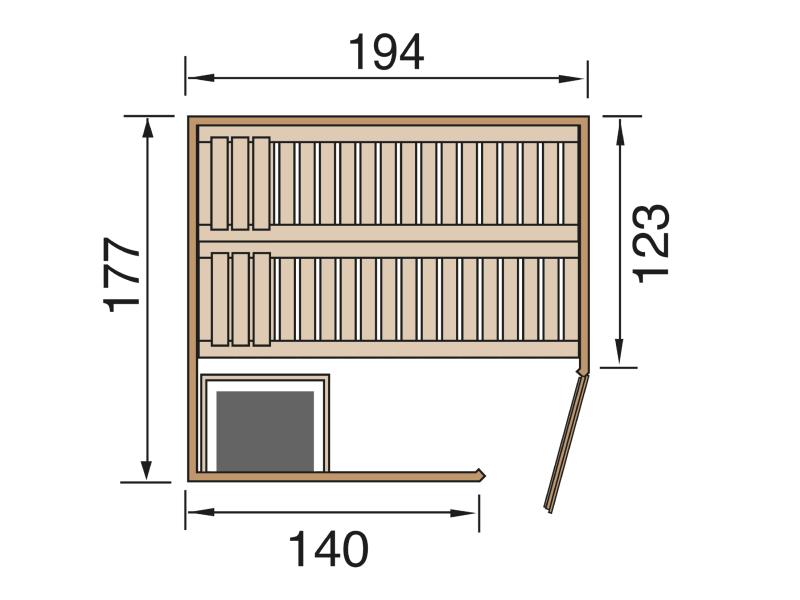 Weka Elementsauna KIRUNA 2 GT inkl. 4,5 kW OS-Ofenset (230 V)