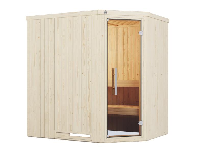 Weka Elementsauna Varberg 1 Trend in weiß, inkl. 4,5 kW Bioofen (BioS) mit digitaler Steuerung, Ganz