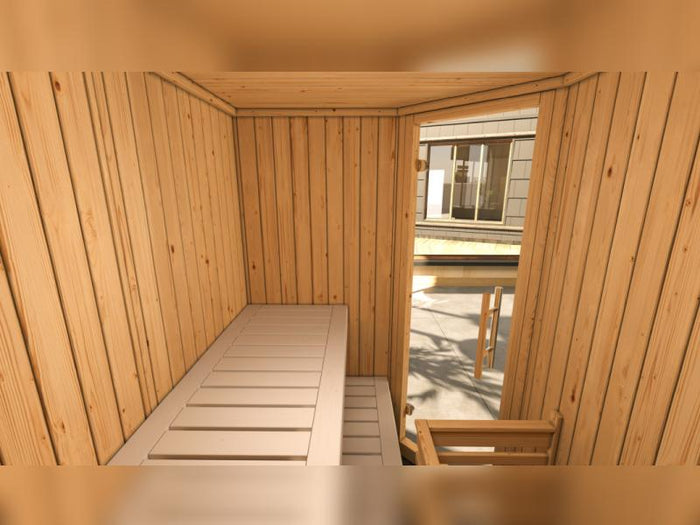 Weka Elementsauna Varberg 1, inkl. 4,5 kW Bioofen (BioS) mit digitaler Steuerung, Ganzglastür