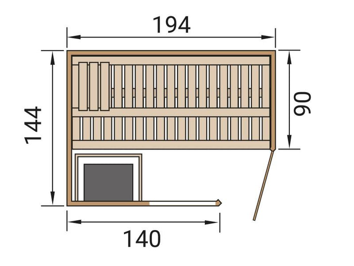 Weka Elementsauna Varberg 1, inkl. 4,5 kW Bioofen (BioS) mit digitaler Steuerung,  Ganzglastür und F