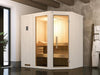 Weka Elementsauna Varberg 1,weiß, inkl. 4,5 kW Saunaofen(OS) mit digitaler Steuerung, Ganzglastür un