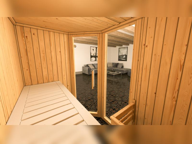 Weka Elementsauna Varberg 1,weiß, inkl. 4,5 kW Saunaofen(OS) mit digitaler Steuerung, Ganzglastür un