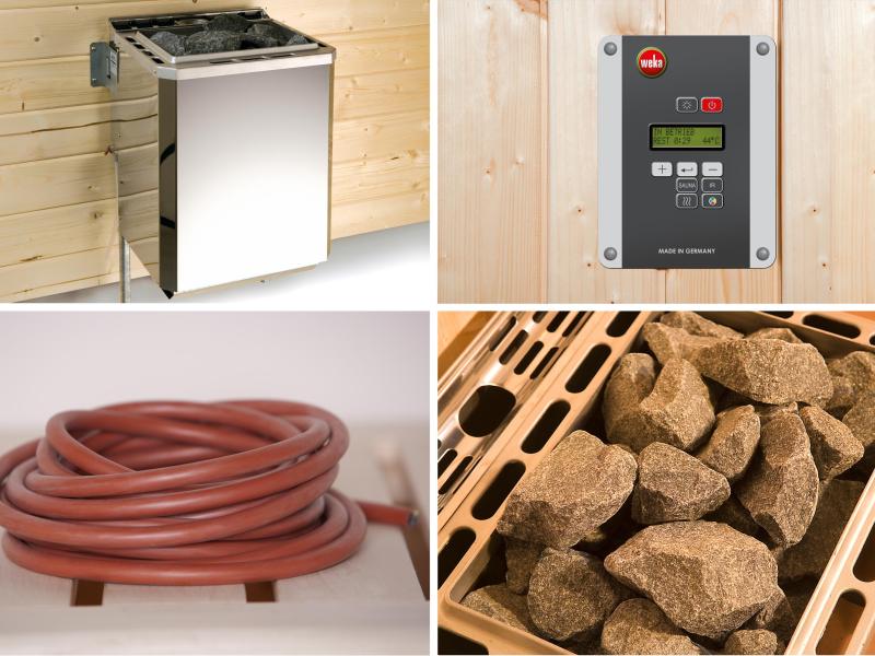 Weka Elementsauna Varberg 3 GT inkl. 7,5 kW BioS-Ofenset