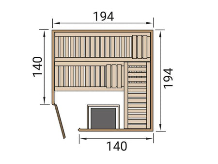 Weka Elementsauna Varberg 3, inkl. 9 kW Ofen Kompakt integr. Steuerung, Ganzglastür