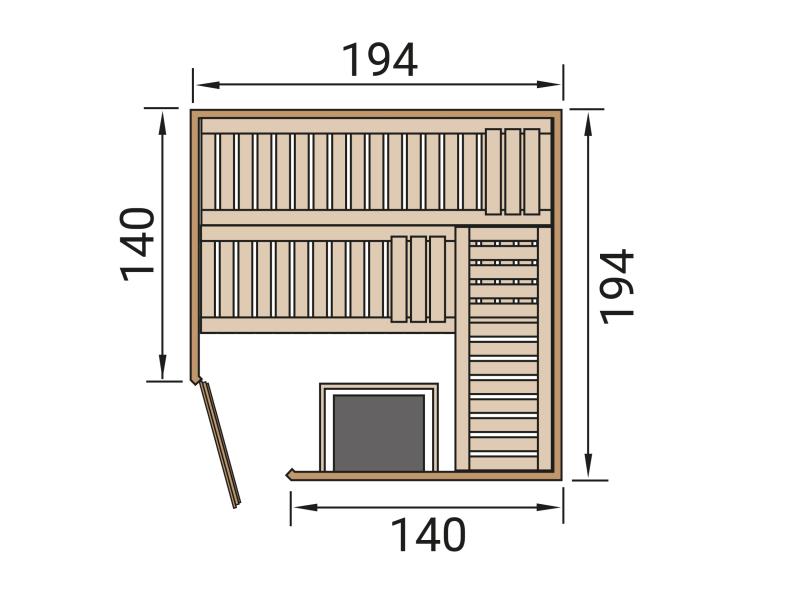 Weka Elementsauna Varberg 3, inkl. 9 kW Ofen Kompakt integr. Steuerung, Ganzglastür und Fenster