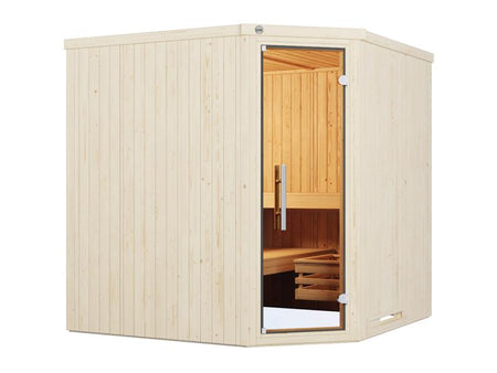 Weka Elementsauna Varberg 3, weiß, inkl. 9 kW Ofen Kompakt integr. Steuerung, Ganzglastür