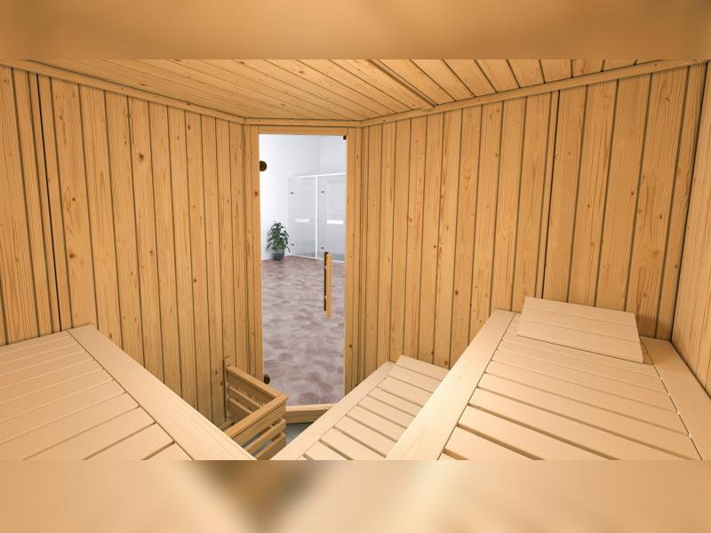 Weka Elementsauna Varberg 3, weiß, inkl. 9 kW Ofen Kompakt integr. Steuerung, Ganzglastür