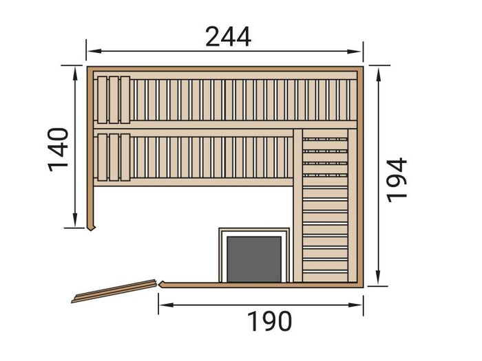 Weka Elementsauna Varberg 4, inkl. 9 kW Ofen Kompakt integr. Steuerung, Ganzglastür
