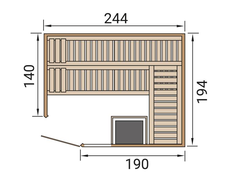 Weka Elementsauna Varberg 4, inkl. 9 kW Ofen Kompakt integr. Steuerung, Ganzglastür und Fenster