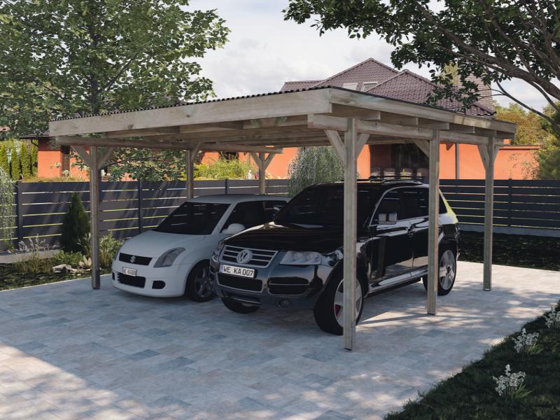 Weka Flachdach-Doppelcarport 616