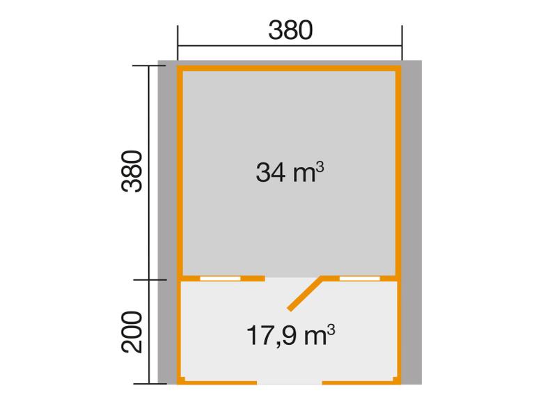 Weka Gartenhaus 111 Gr. 3 Vordach + 200 cm Terrasse