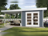 Weka Gartenhaus 126 B Plus Gr. 2 grau mit Anbaudach 300 cm