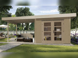 Weka Gartenhaus 126 B Plus Gr. 2 natur mit Anbaudach 300 cm