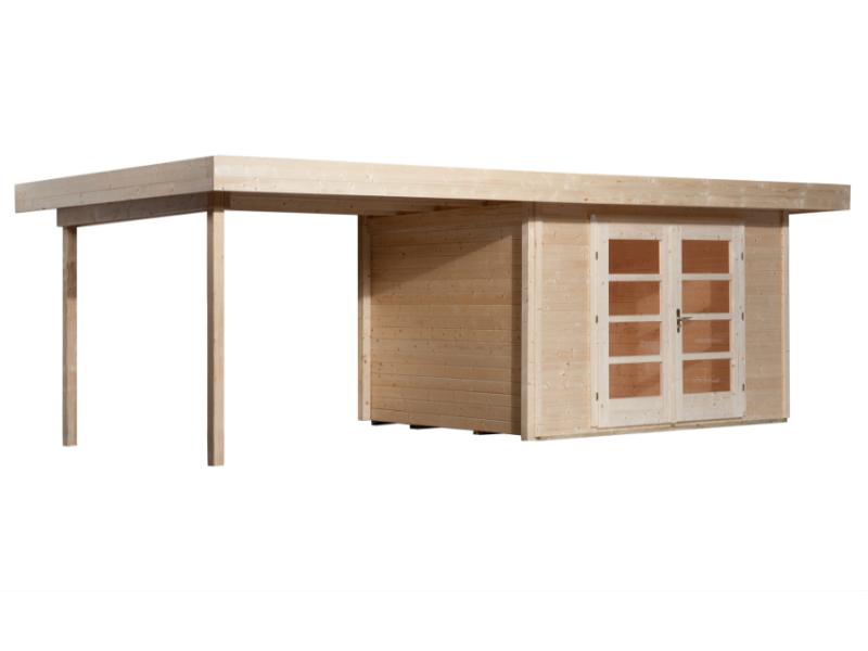 Weka Gartenhaus 126 B Plus Gr. 2 natur mit Anbaudach 300 cm