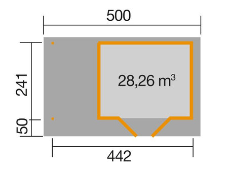Weka Gartenhaus 126 Gr. 1 in anthrazit mit Anbaudach 150 cm