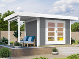Weka Gartenhaus 126 Gr. 1 in grau mit Anbaudach 150 cm