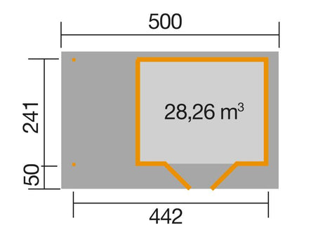 Weka Gartenhaus 126 Gr. 1 in schwedenrot mit Anbaudach 150 cm