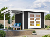 Weka Gartenhaus 126 Gr. 2 in anthrazit mit Anbaudach 150 cm