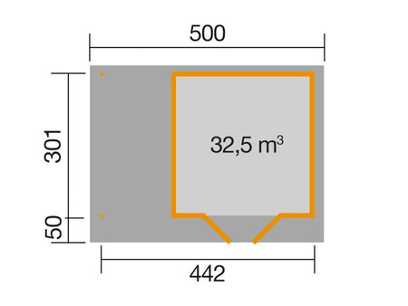 Weka Gartenhaus 126 Gr. 2 in anthrazit mit Anbaudach 150 cm