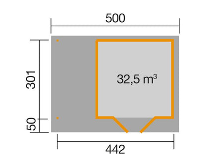 Weka Gartenhaus 126 Gr. 2 in grau mit Anbaudach 150 cm