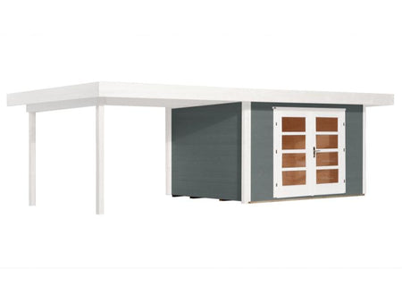 Weka Gartenhaus 126 Gr. 2 in grau mit Anbaudach 300 cm