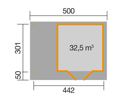Weka Gartenhaus 126 Gr. 2 natur mit Anbaudach 150 cm