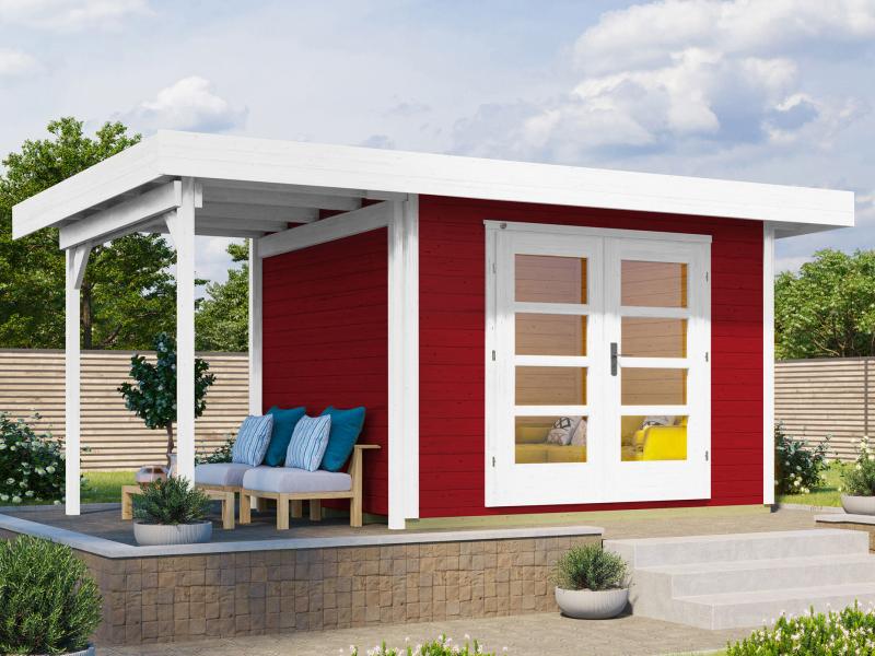 Weka Gartenhaus 126 Plus Gr. 1 mit Anbaudach 150 cm schwedenrot