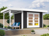 Weka Gartenhaus 126 Plus Gr. 2 anthrazit mit Anbaudach 150 cm