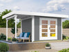 Weka Gartenhaus 126 Plus Gr. 2 grau mit Anbaudach 150 cm