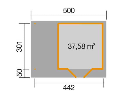 Weka Gartenhaus 126 Plus Gr. 2 grau mit Anbaudach 150 cm
