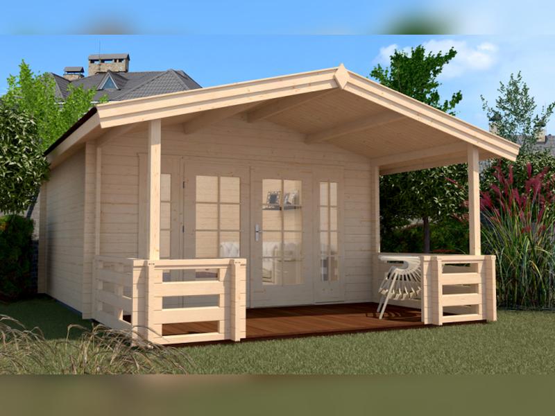 Weka Gartenhaus 137 Gr 2 mit Vordach und Terrasse
