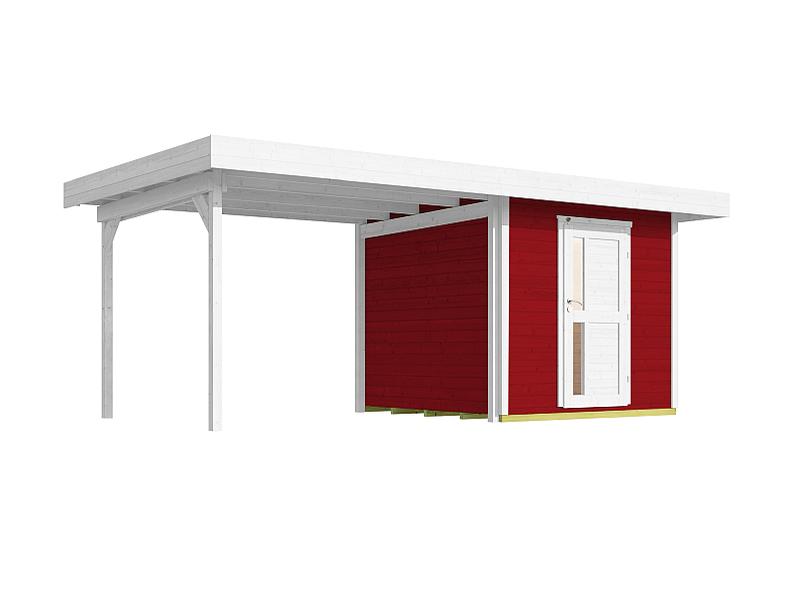 Weka Gartenhaus 172 Größe 2 schwedenrot mit Anbaudach 295 cm