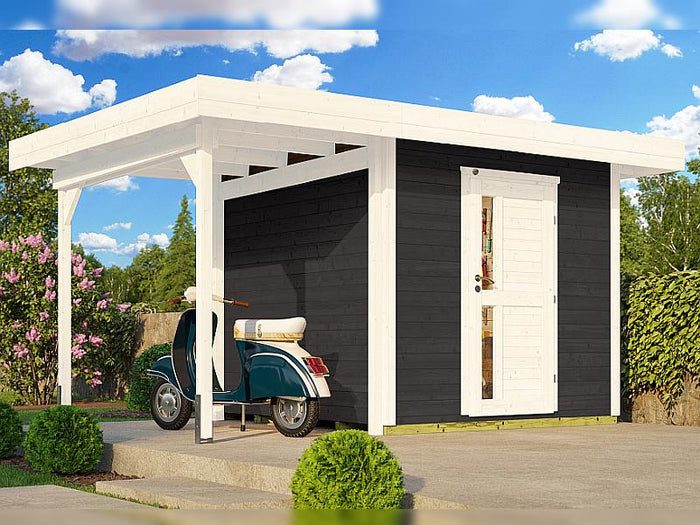 Weka Gartenhaus 172A Größe 1 anthrazit mit Anbaudach 147 cm