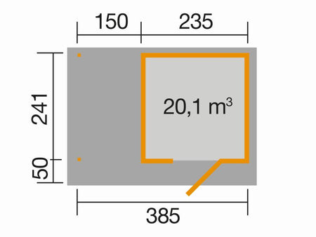 Weka Gartenhaus 172A Größe 1 anthrazit mit Anbaudach 147 cm