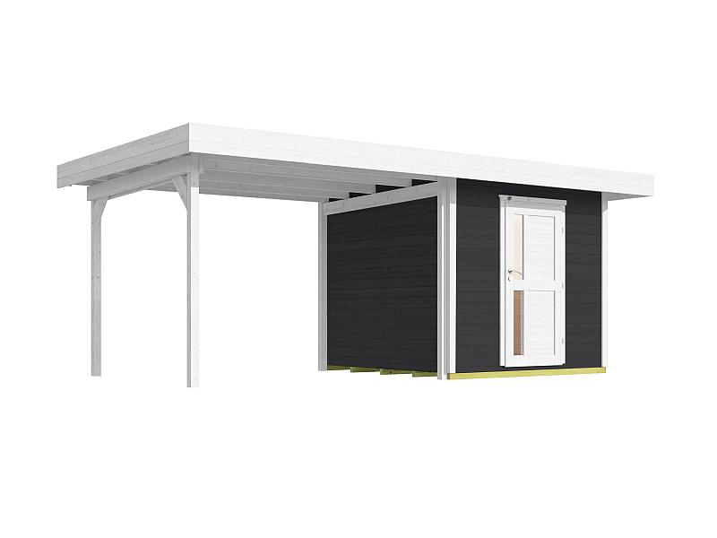 Weka Gartenhaus 172B Größe 1 anthrazit mit Anbaudach 295 cm