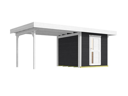 Weka Gartenhaus 172B Größe 1 anthrazit mit Anbaudach 295 cm