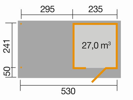 Weka Gartenhaus 172B Größe 1 anthrazit mit Anbaudach 295 cm
