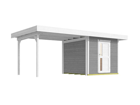 Weka Gartenhaus 172B Größe 1 grau mit Anbaudach 295 cm