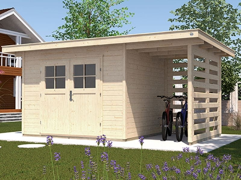 Weka Gartenhaus 179 A Größe 1 mit Anbau 150 cm