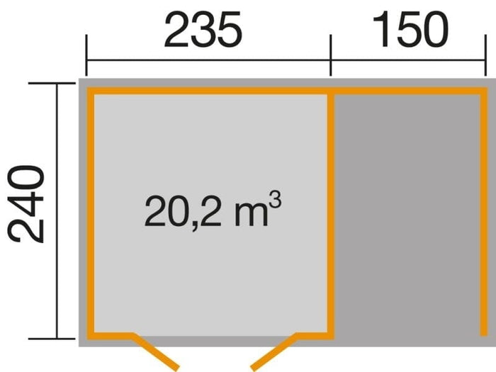 Weka Gartenhaus 179 A Größe 1 mit Anbau 150 cm