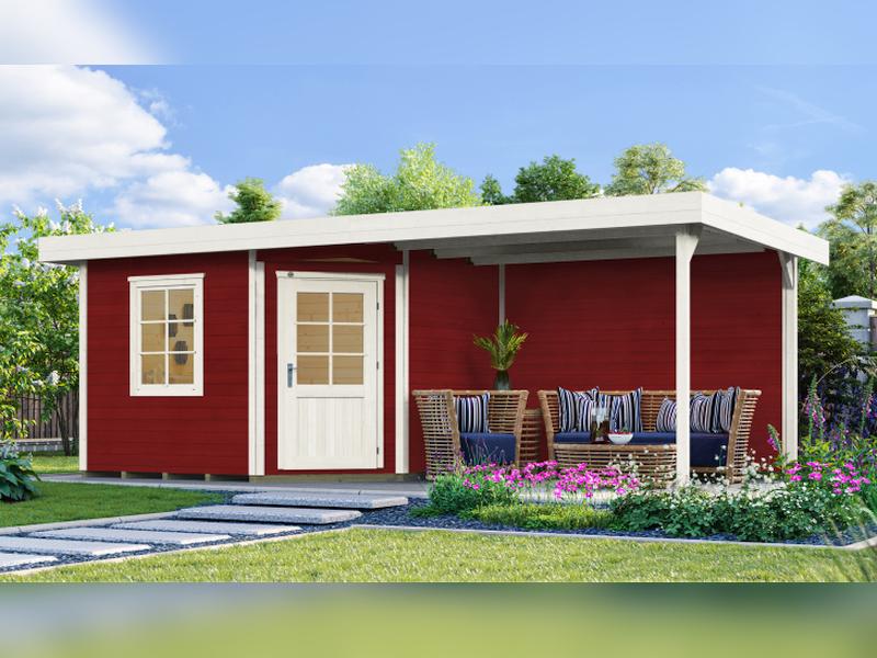 Weka Gartenhaus 213 Plus Gr 1 schwedenrot Anbau 300 cm